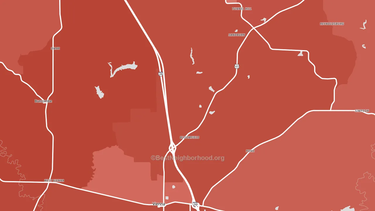 Johnson County, IL block-group political-lean map