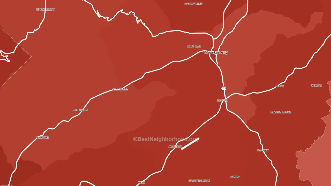 Johnson County, TN block-group political-lean map