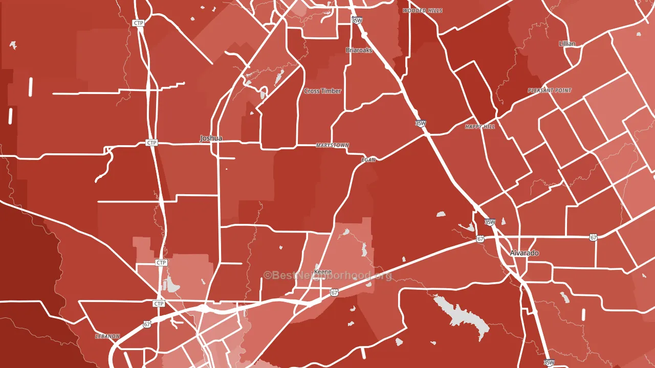 Johnson County, TX block-group political-lean map