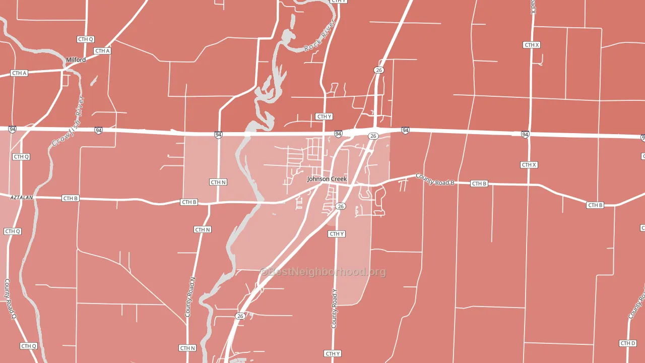 Johnson Creek, WI block-group political-lean map
