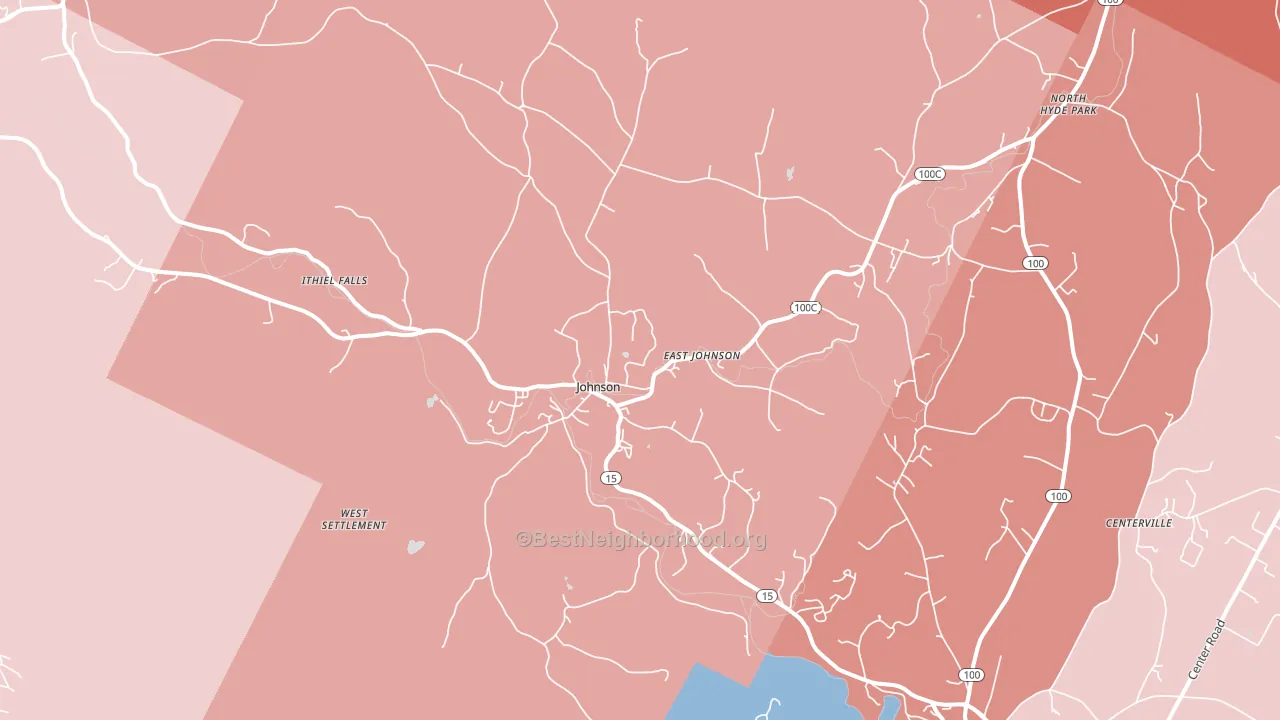 Johnson, VT block-group political-lean map