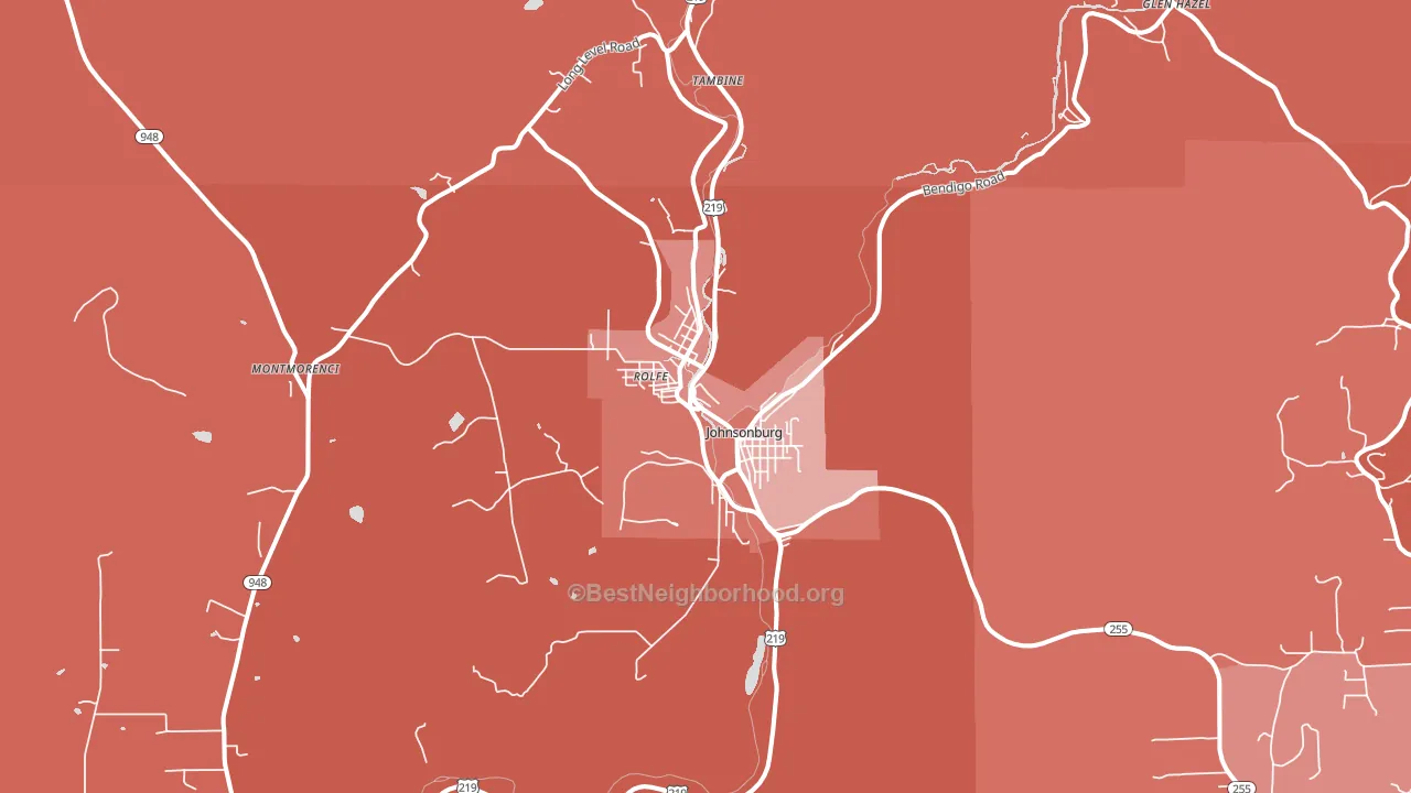 Johnsonburg, PA block-group political-lean map