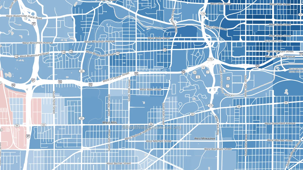 Johnson's Woods, Milwaukee, WI block-group political-lean map
