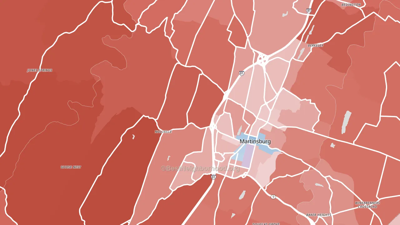 Johnsontown, WV block-group political-lean map