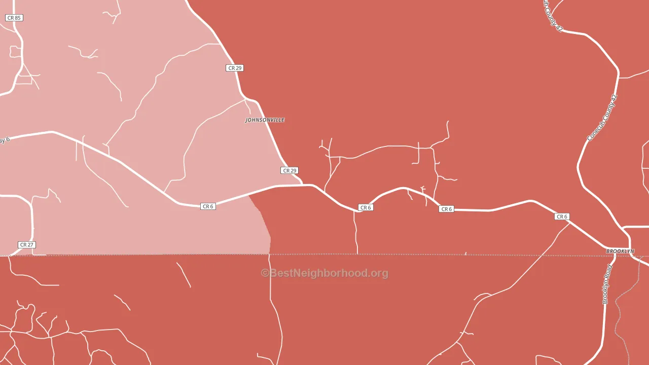Johnsonville, AL block-group political-lean map