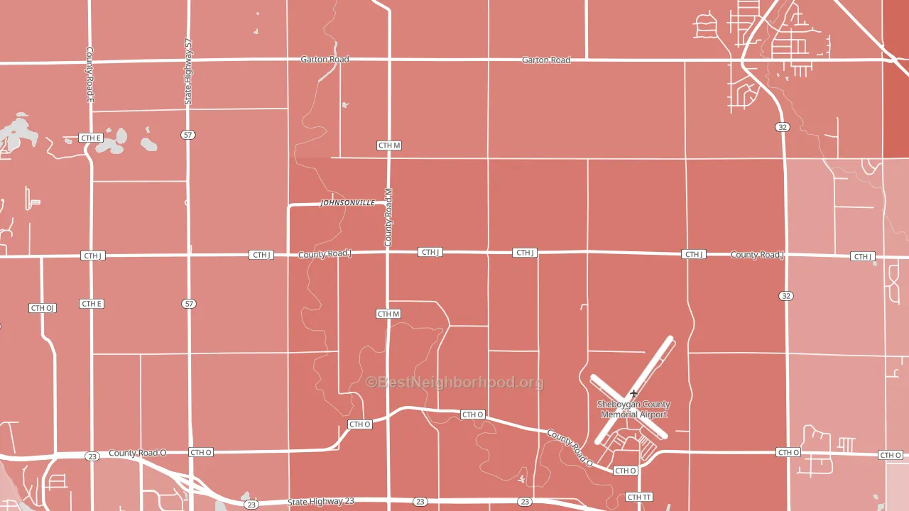 Johnsonville, WI block-group political-lean map