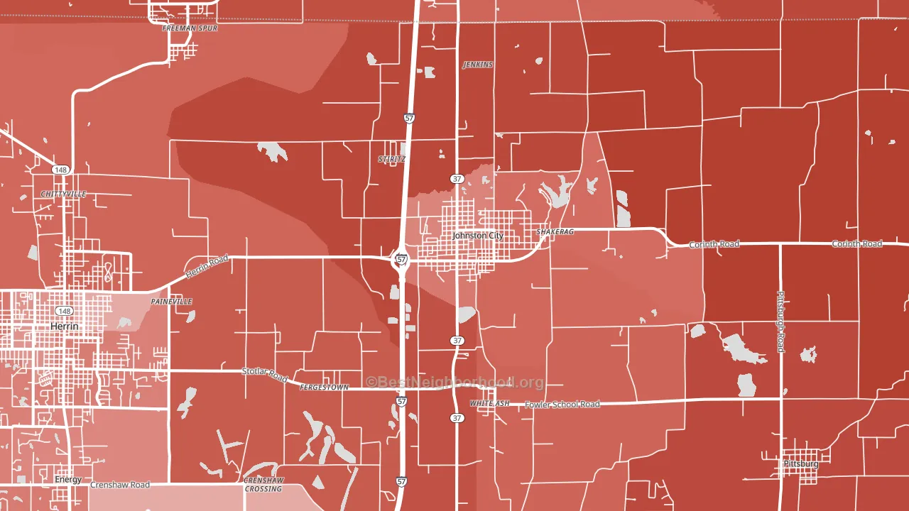 Johnston City, IL block-group political-lean map
