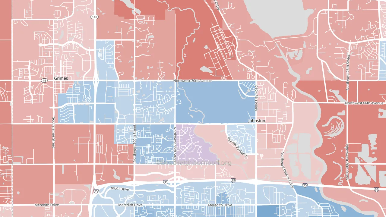 Johnston, IA block-group political-lean map