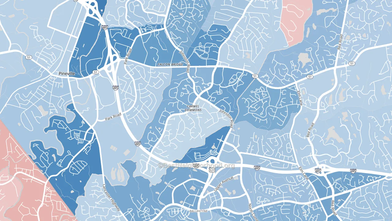 Johnston-McAlpine, Charlotte, NC block-group political-lean map