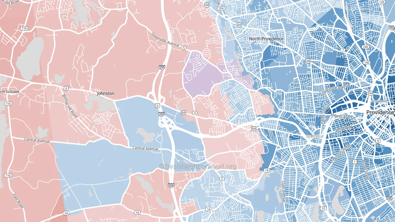 Johnston, RI block-group political-lean map