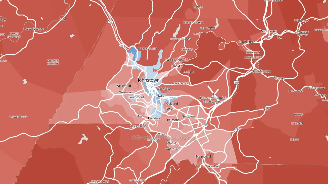 Johnstown, PA block-group political-lean map