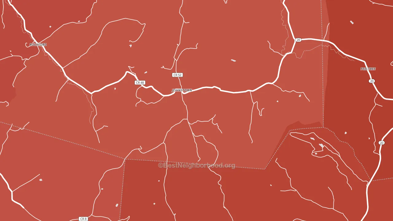 Johnstown, WV block-group political-lean map