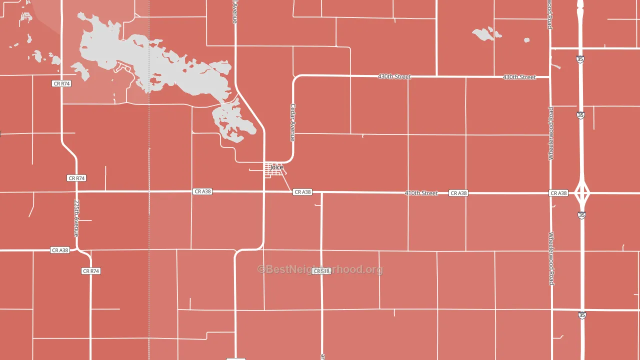 Joice, IA block-group political-lean map