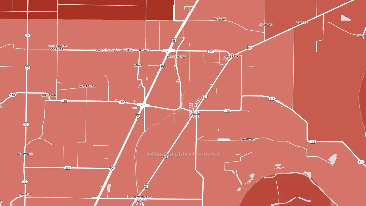 Joiner, AR block-group political-lean map