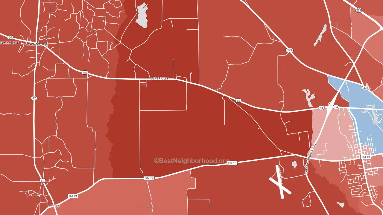 Joinerville, TX block-group political-lean map