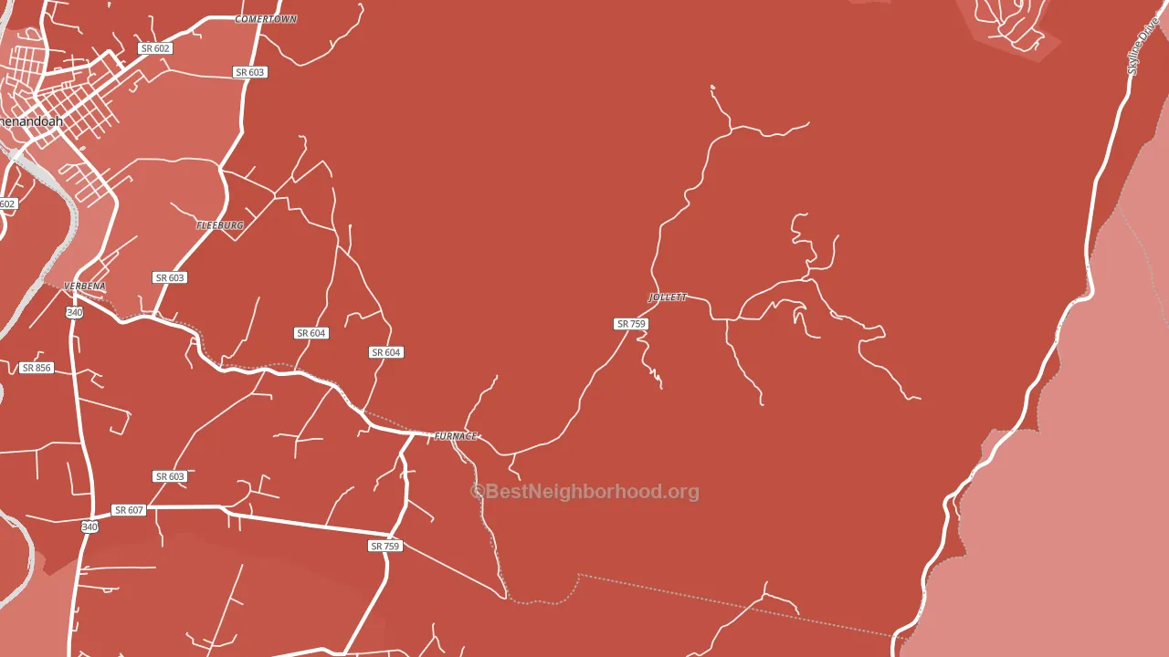 Jollett, VA block-group political-lean map