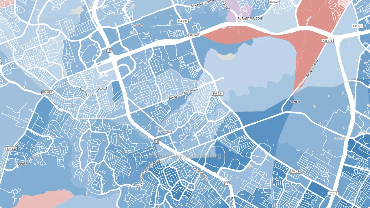 Jollyville, TX block-group political-lean map