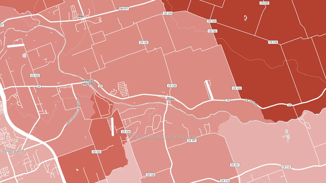 Jonah, TX block-group political-lean map