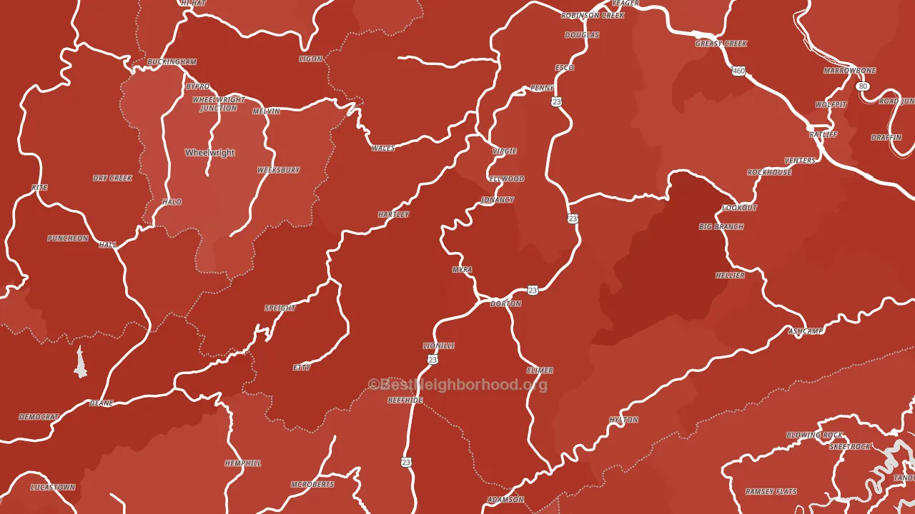 Jonancy, KY block-group political-lean map
