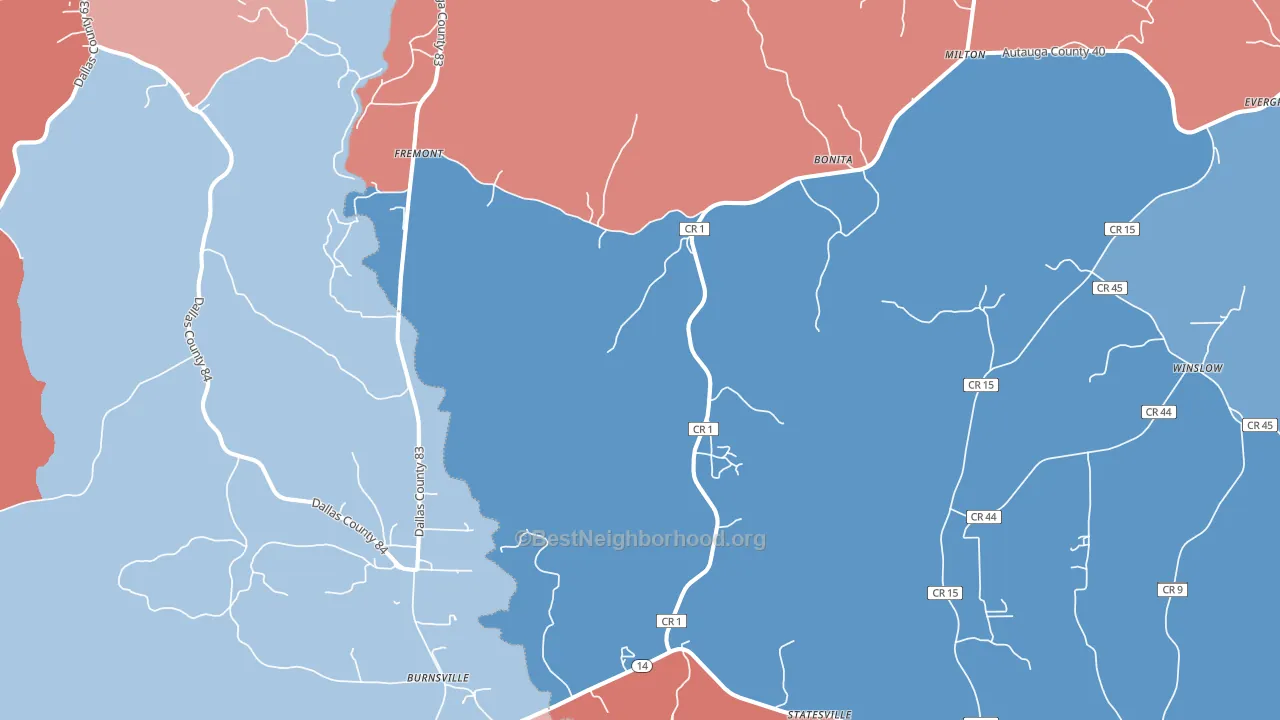 Jones, AL block-group political-lean map