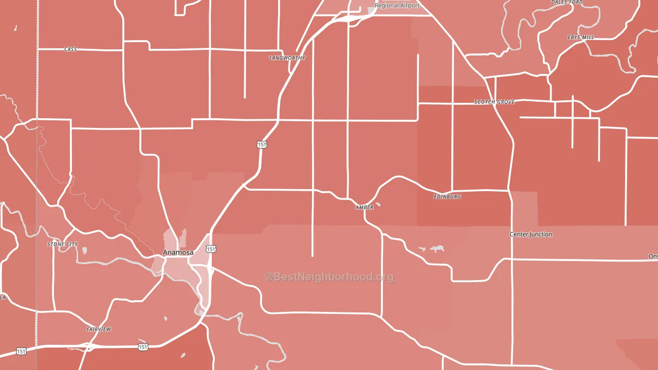 Jones County, IA block-group political-lean map