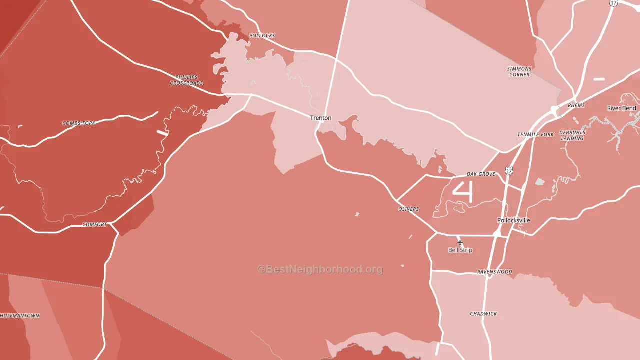Jones County, NC block-group political-lean map