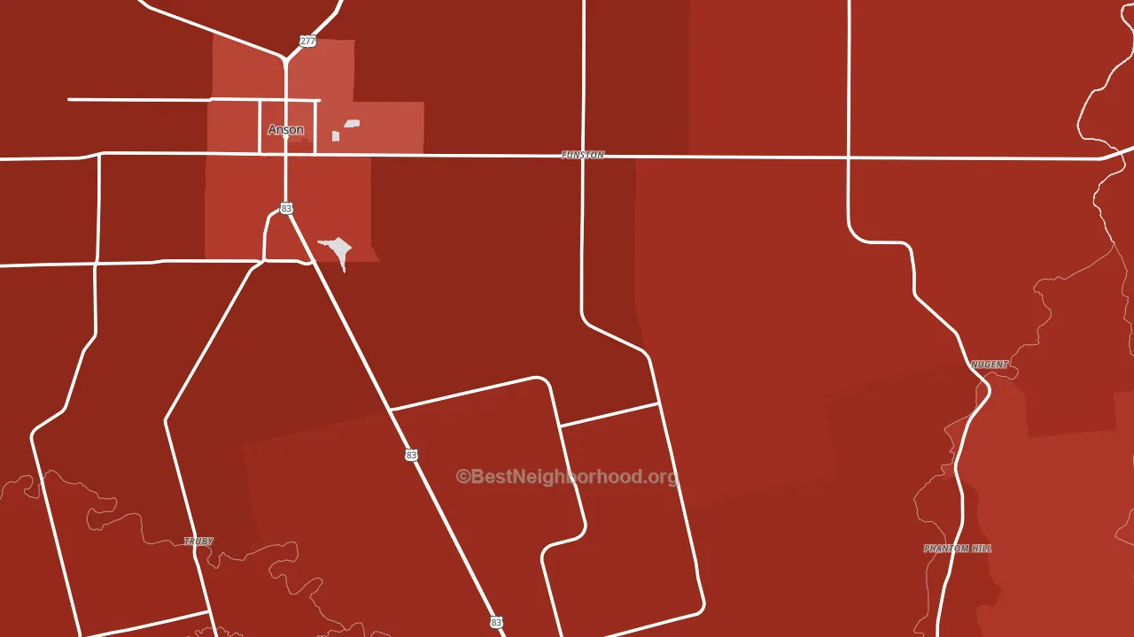 Jones County, TX block-group political-lean map