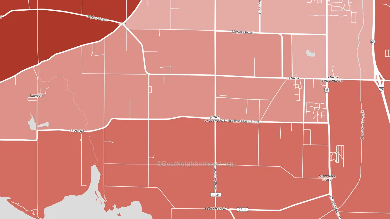 Jones Crossroads, AL block-group political-lean map