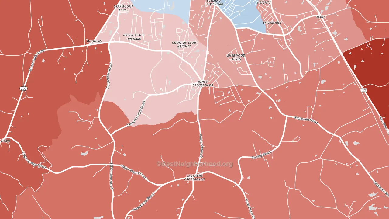 Jones Crossroads, SC block-group political-lean map