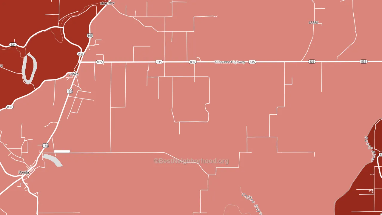Jones, LA block-group political-lean map