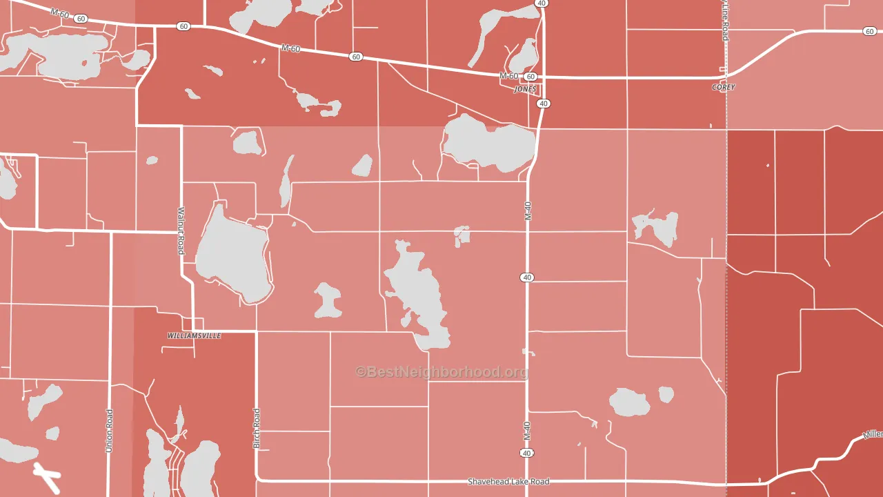 Jones, MI block-group political-lean map
