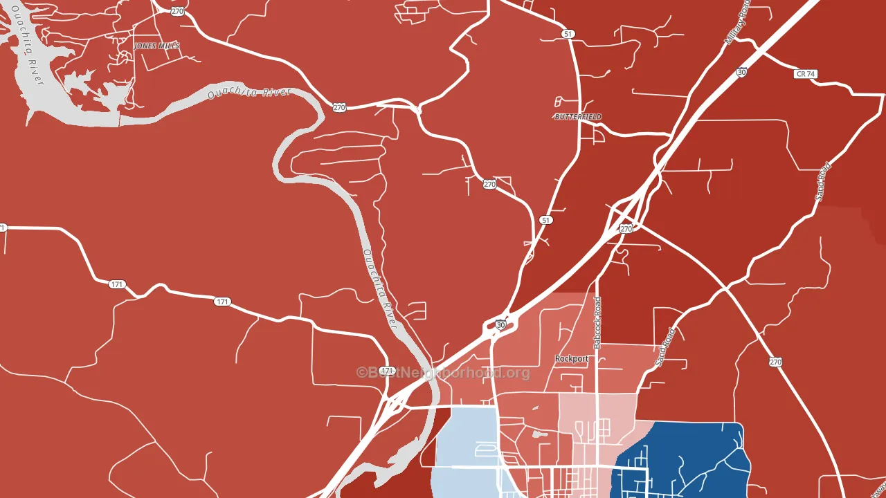 Jones Mill, AR block-group political-lean map