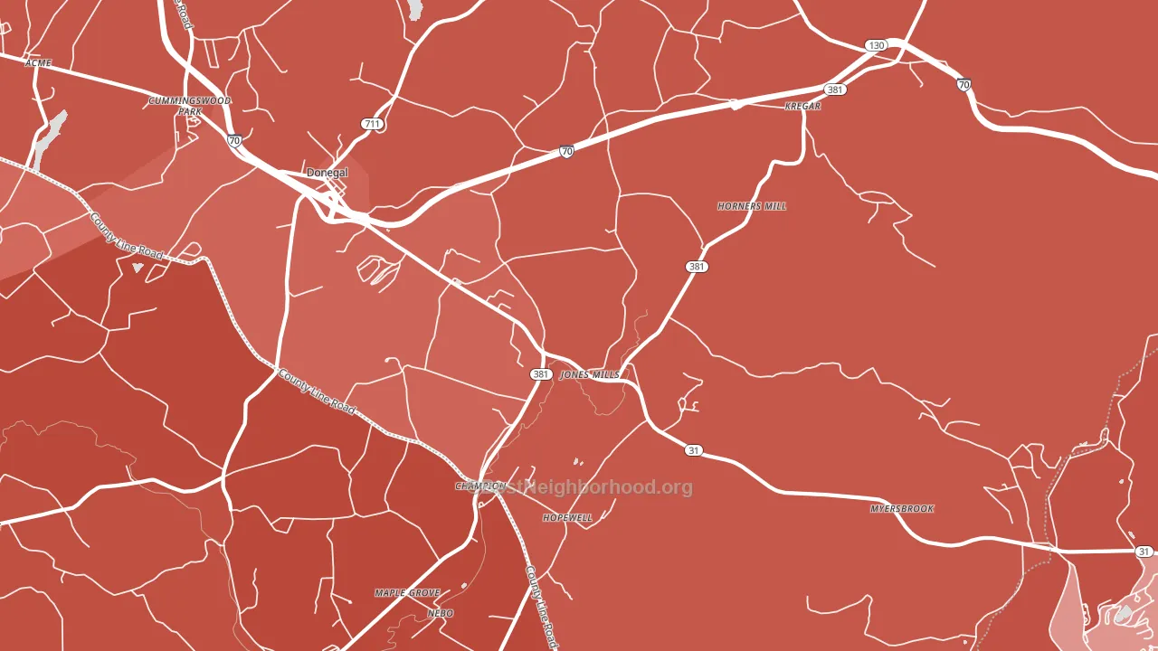 Jones Mills, PA block-group political-lean map