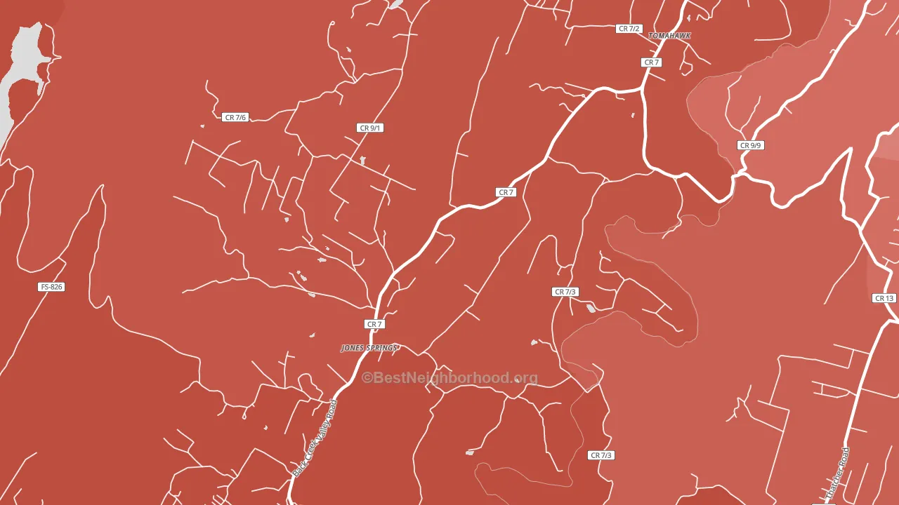 Jones Springs, WV block-group political-lean map