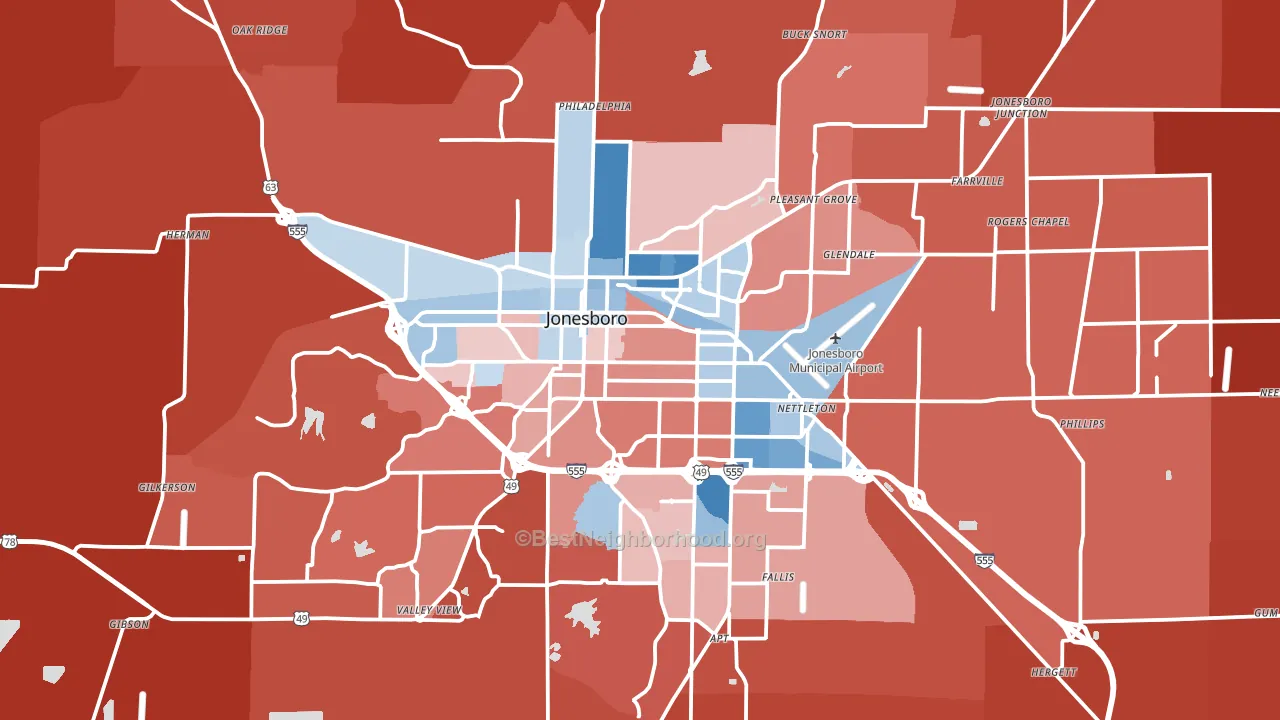 Jonesboro, AR block-group political-lean map