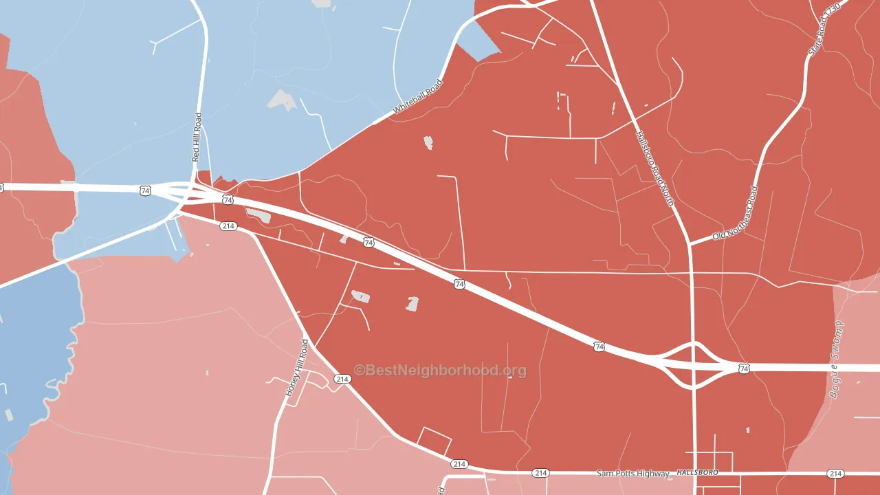 Jonesboro Crossing, NC block-group political-lean map