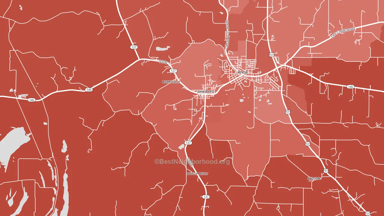Jonesboro, IL block-group political-lean map