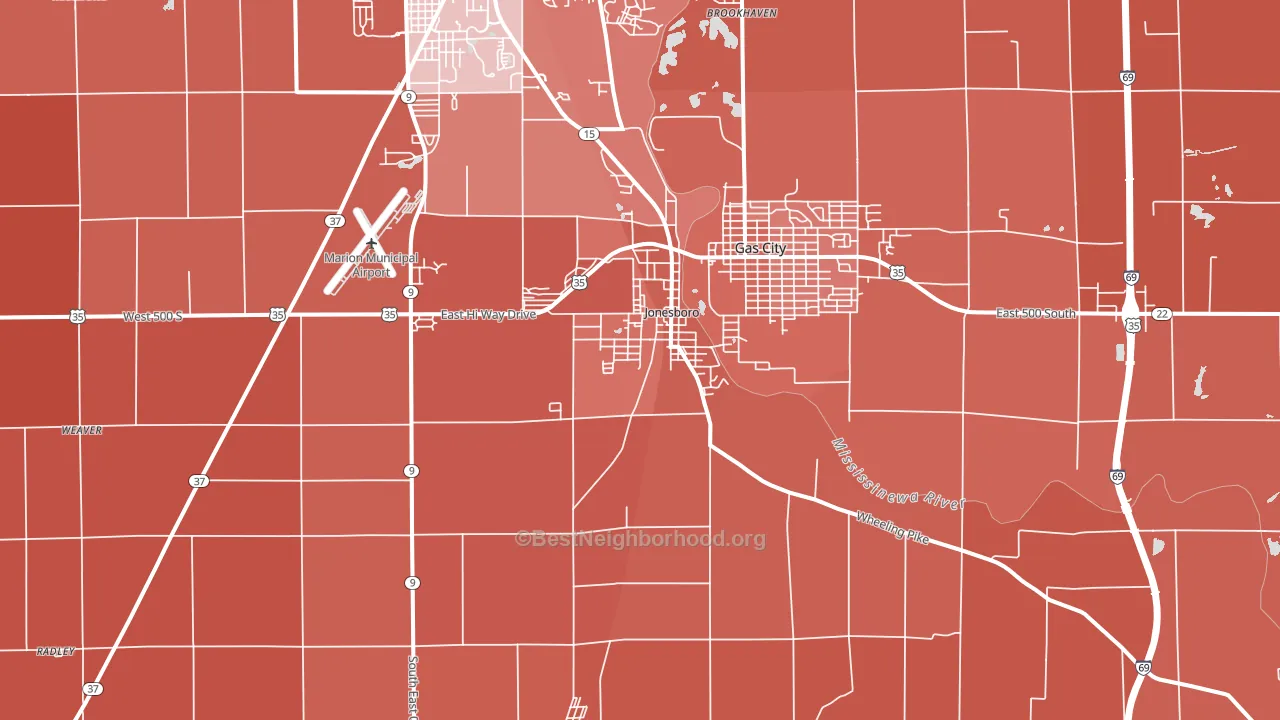 Jonesboro, IN block-group political-lean map