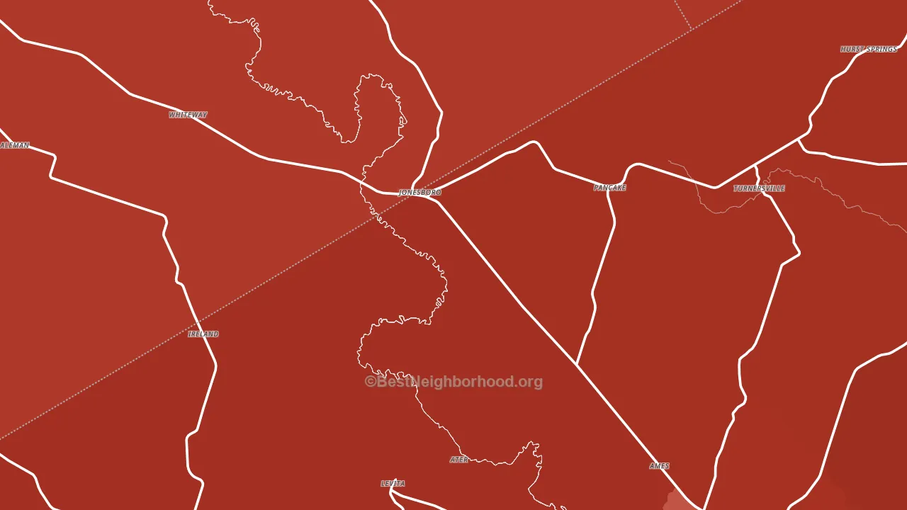 Jonesboro, TX block-group political-lean map