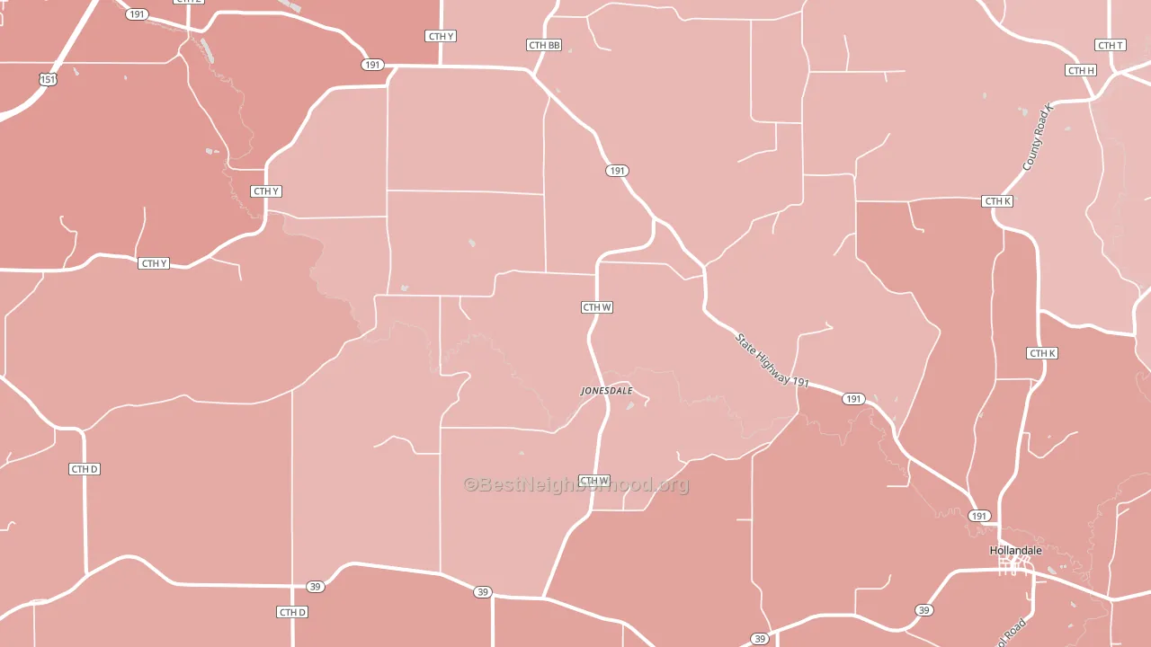 Jonesdale, WI block-group political-lean map