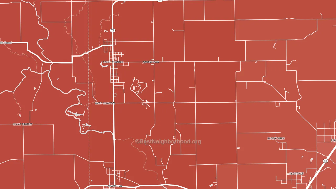 Jonestown, IN block-group political-lean map