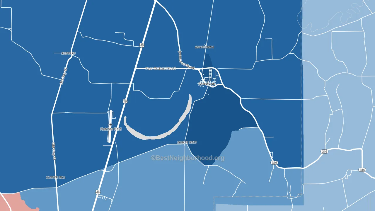 Jonestown, MS block-group political-lean map