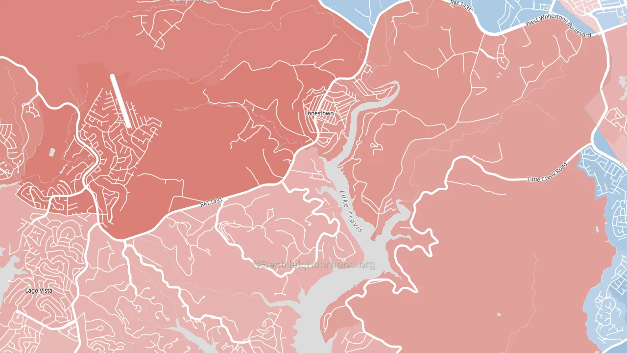 Jonestown, TX block-group political-lean map