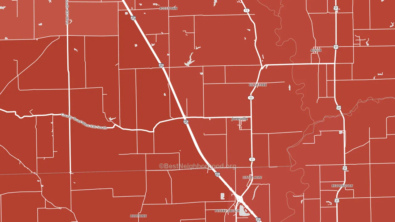 Jonesville, IN block-group political-lean map