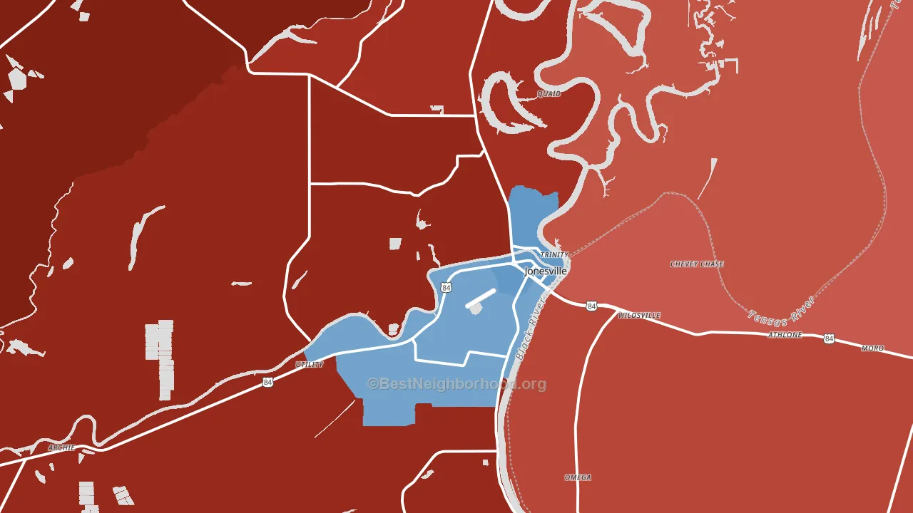Jonesville, LA block-group political-lean map