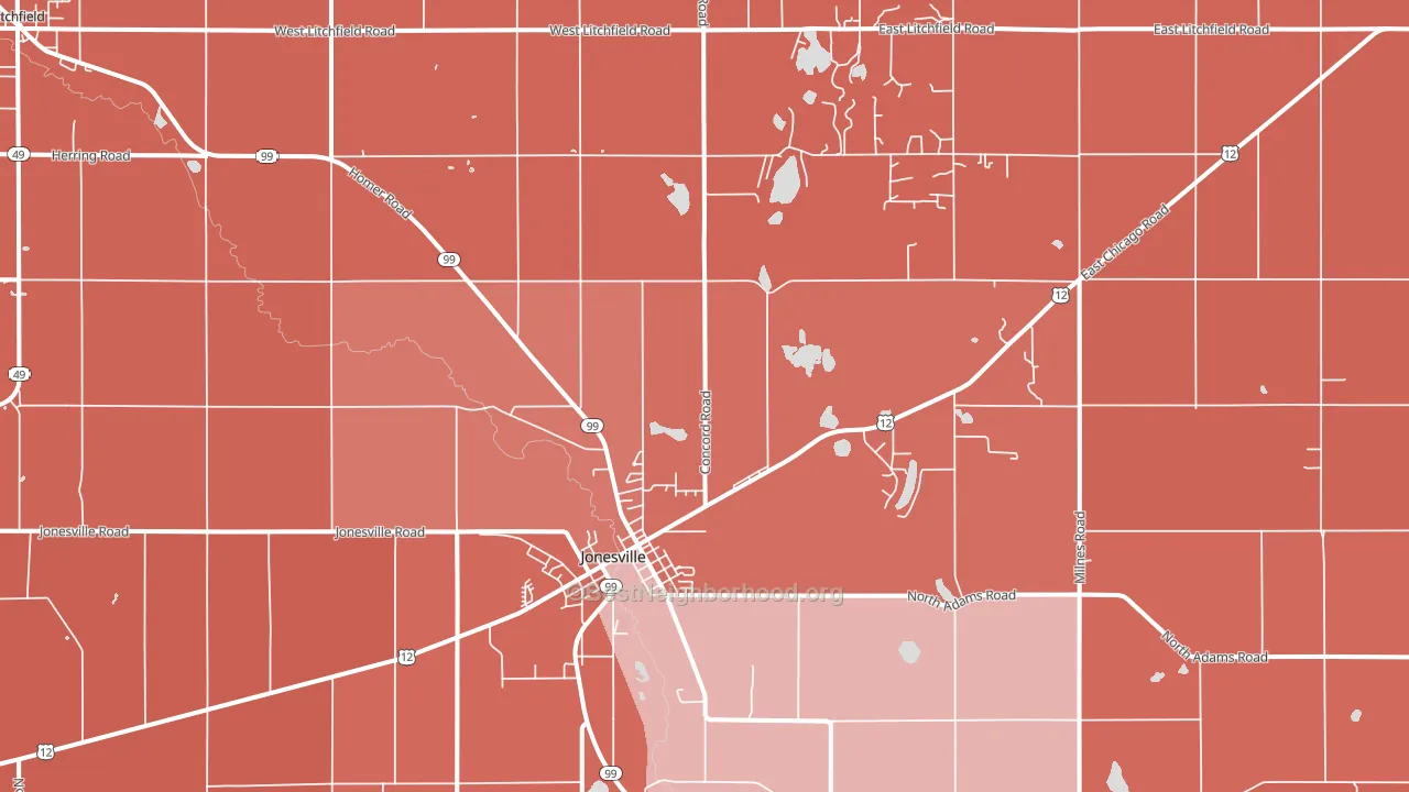 Jonesville, MI block-group political-lean map