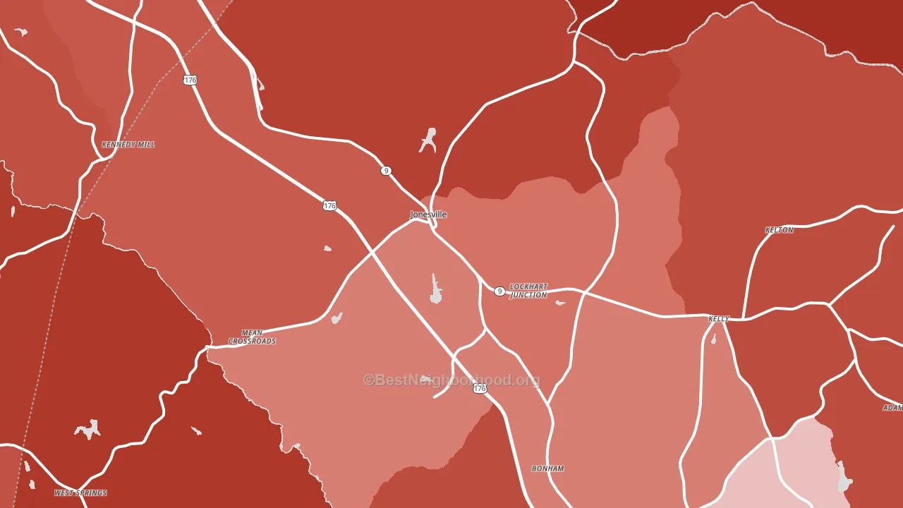 Jonesville, SC block-group political-lean map