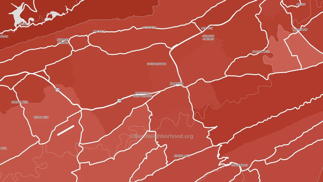 Jonesville, VA block-group political-lean map