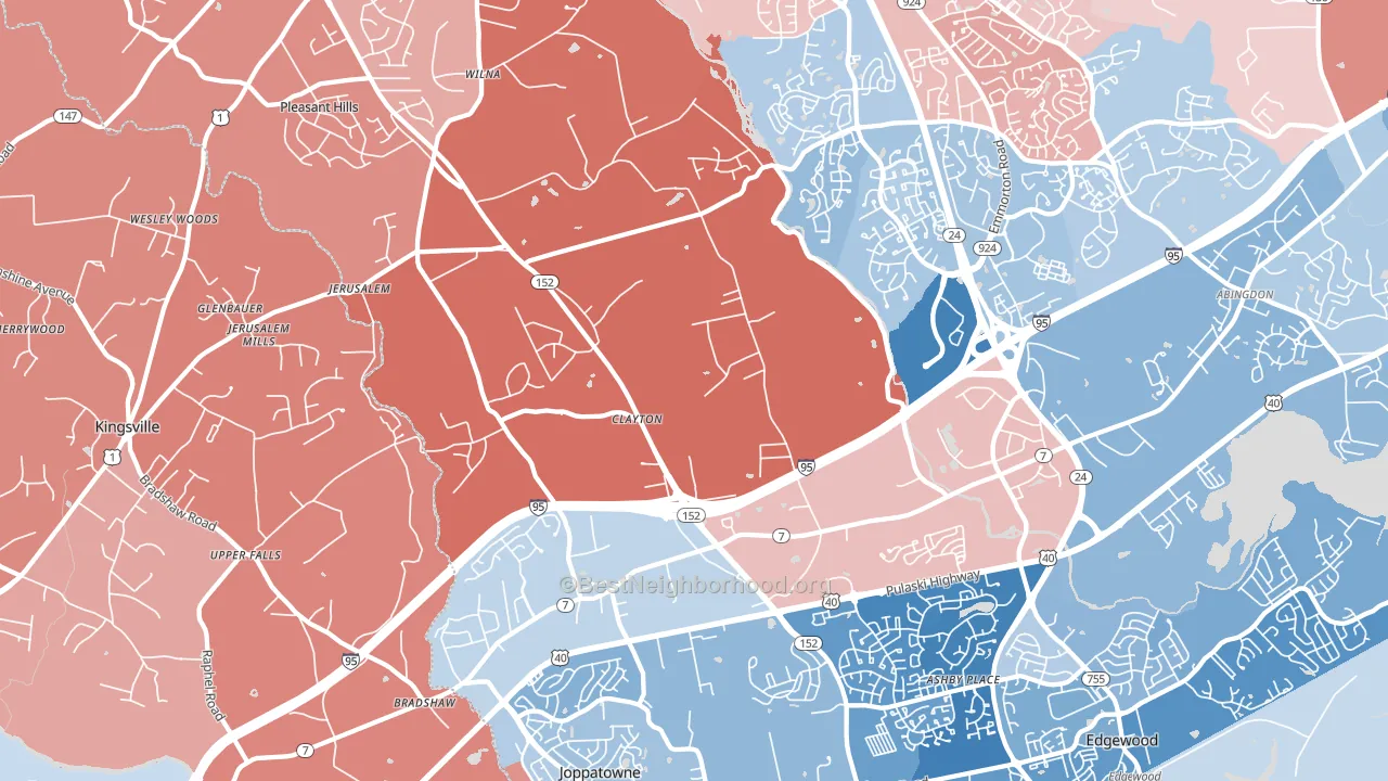 Joppa, MD block-group political-lean map