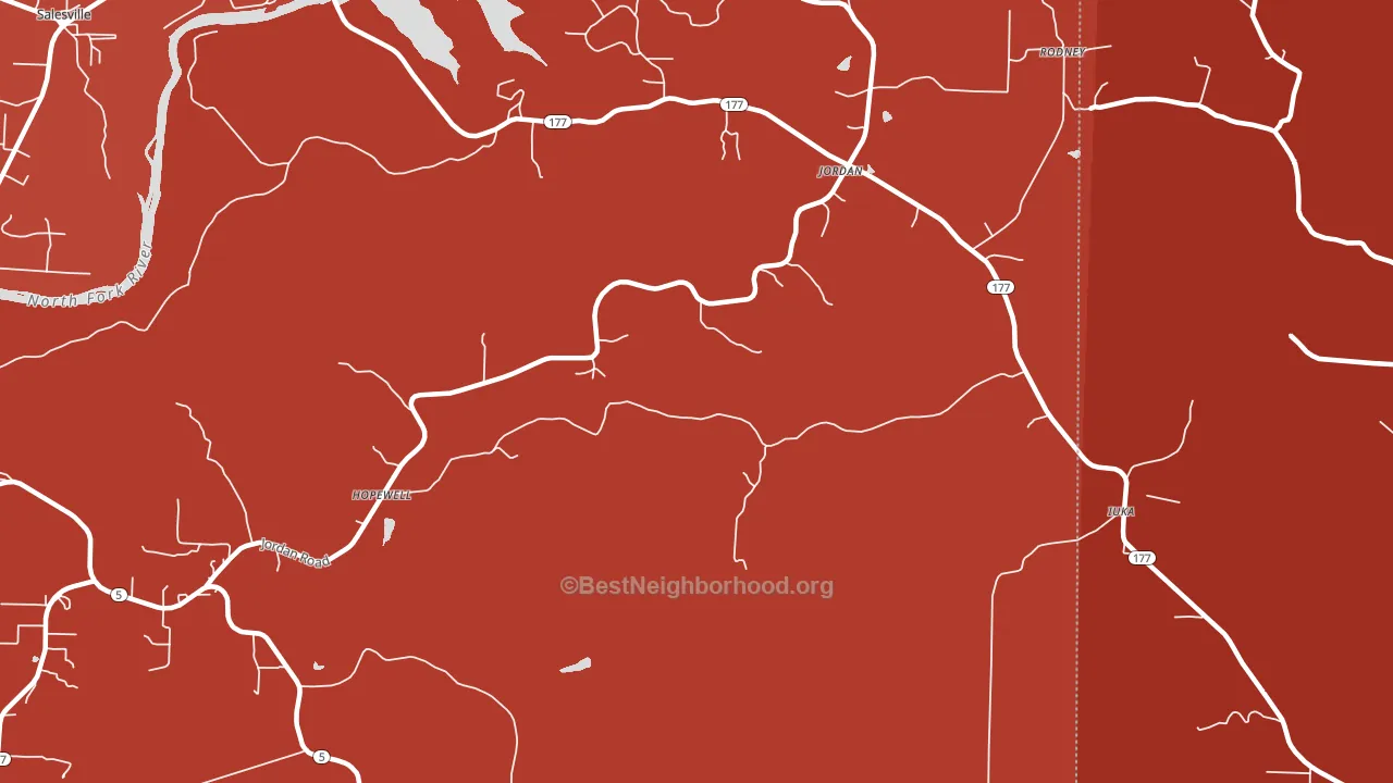 Jordan, AR block-group political-lean map